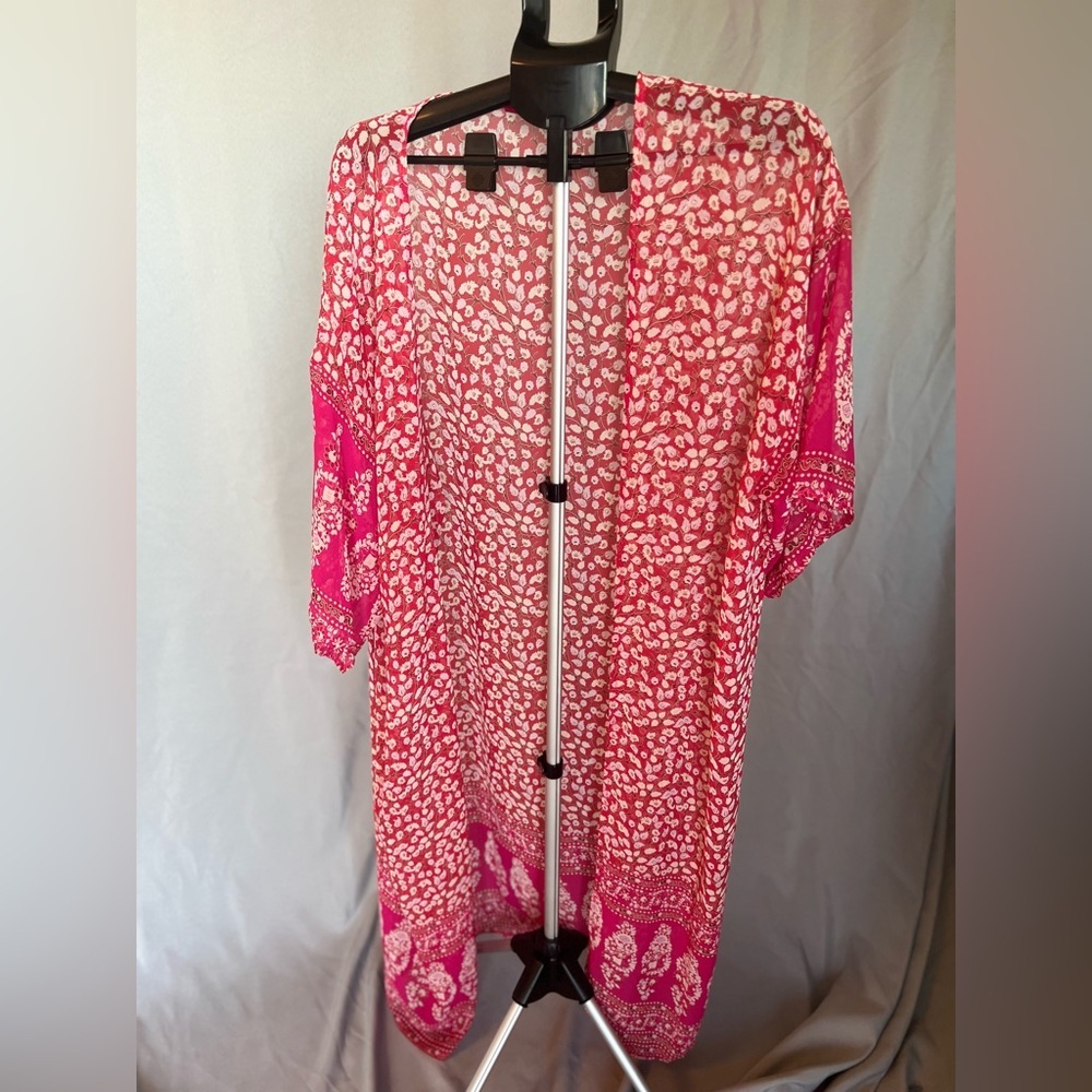 Pink and White Floral Kimono